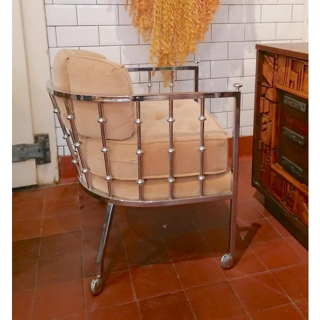 Set of Mid-Century Chrome Spindle Armchairs with Casters from Drexel, USA, 1970s For Sale - Image 15 of 17