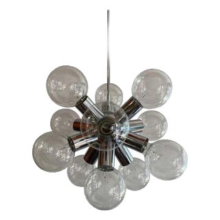 1968 Mid-Century Modern Kalmar Chrome Aluminum Chandelier For Sale