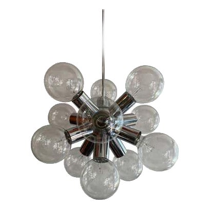 1968 Mid-Century Modern Kalmar Chrome Aluminum Chandelier For Sale