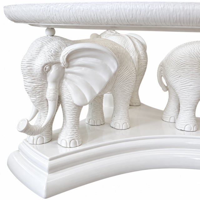 White Elephant Sculptural Coffee Table With Faux Shagreen Top Trim For Sale In West Palm - Image 6 of 7