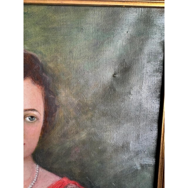 Artist Ida Jolly Crawley: Portrait of Woman in Red Dress For Sale - Image 4 of 6