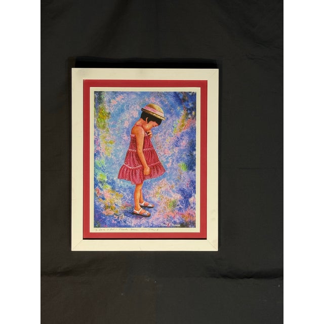 Late 20th Century Framed Girl Portrait Print in White Frame For Sale - Image 5 of 6