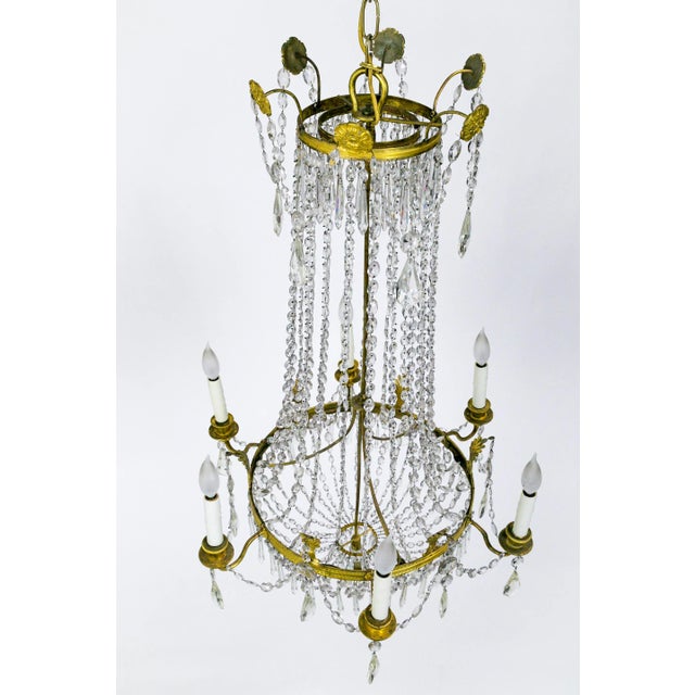 1920s Regency Tent and Bag Crystal Brass Chandelier For Sale - Image 4 of 11