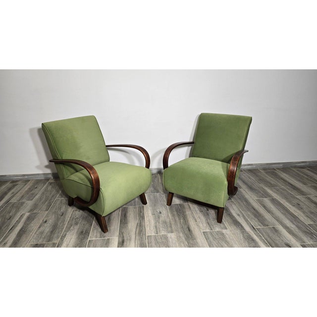 Wood Set of Lounge Chairs by Jindrich Halabala, 1940s For Sale - Image 7 of 14