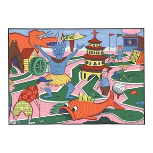 1988 Rodney Greenblat 'Minigolf Circus' Contemporary Multicolor USA Serigraph