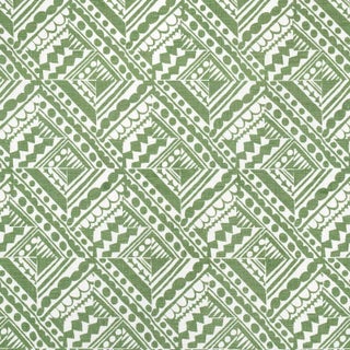 Schumacher x Drusus Tabor Topsy Turvy Fabric in Green For Sale