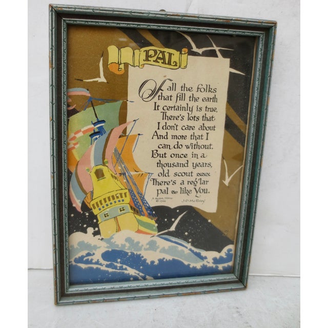 1920s Antique Art Deco Motto Print, Original Frame 1926 For Sale - Image 5 of 7