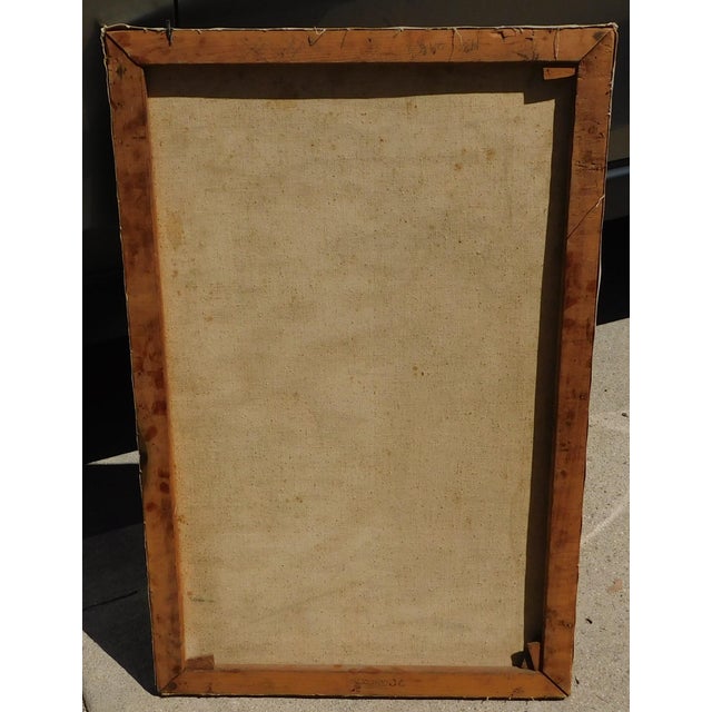 Mid-Century Modern Mid 20th Century Lucille Leighton Oil Painting on Canvas , Important Chicago Modernist For Sale - Image 3 of 3