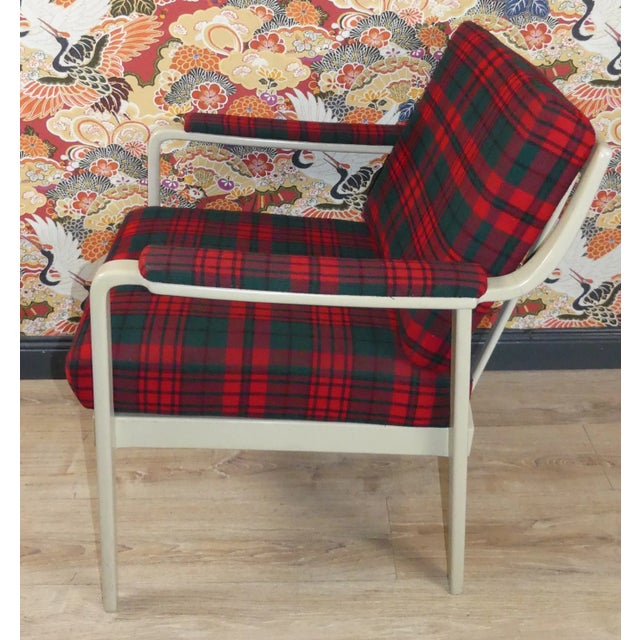 Red & Green Checkered Easy Chair, 1960s For Sale - Image 5 of 11