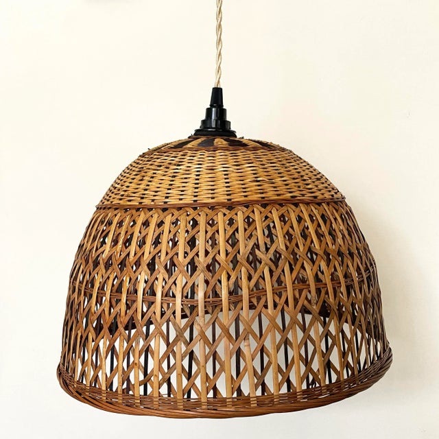 Mid-Century Wicker Pendant Lamp For Sale - Image 10 of 10