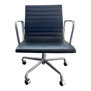 Eames Group Management Chair in Black Leather For Sale