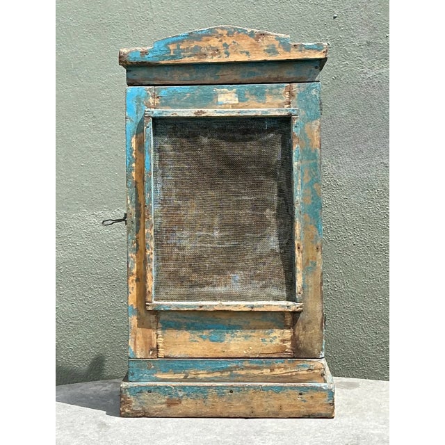 Vintage Rustic Painted Wood Cabinet For Sale - Image 4 of 12