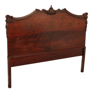 Chinese Chippendale Hollywood Regency Style Vintage Mahogany Carved Headboard For Sale