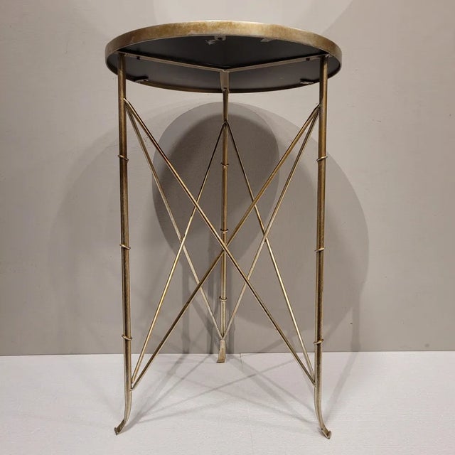 Circular Side Table with Mirror Top in the style of Maison Jansen, France, 1980s For Sale - Image 11 of 13