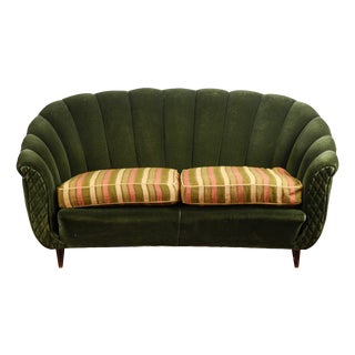 Art Deco Velvet Sofa, 1930s For Sale