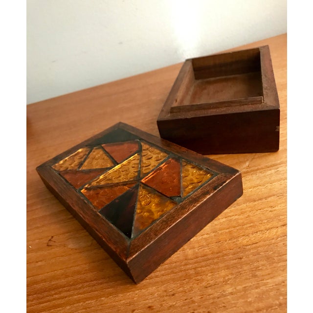 Jewelry Trinket Keepsake Box w/Amber Glass Chairish