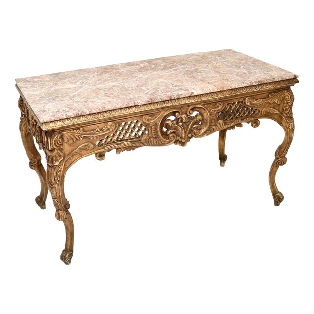 Vintage French Console Table with Marble Top, 1890s For Sale