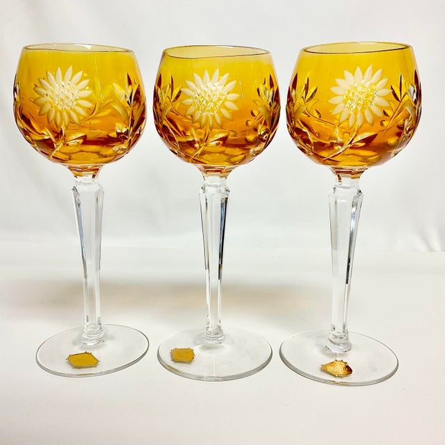Mid-Century Hollywood Regency German Natchtmann Traube Cut Crystal Wine Glasses - Set of 8 For Sale - Image 9 of 13