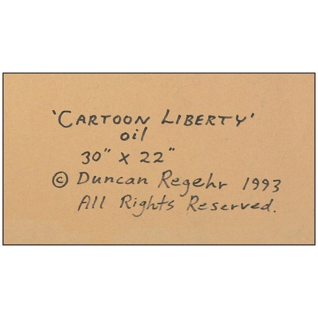 1990s Cartoon Liberty Oil Painting, Duncan Regehr For Sale - Image 4 of 5