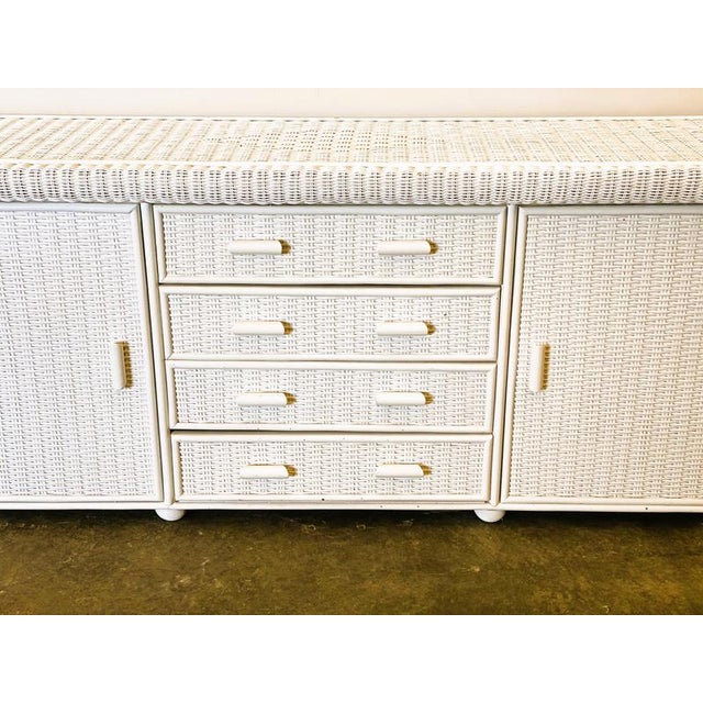 French White Rattan Sideboard, 1970s For Sale - Image 10 of 11