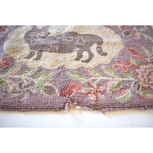 Victorian Antique Cat Hooked Wool Textile For Sale - Image 3 of 9