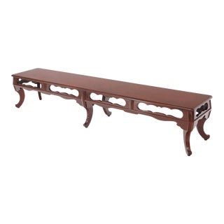 Long Six-Legged Blood Cherry Lacquer Finish Display Bench For Sale