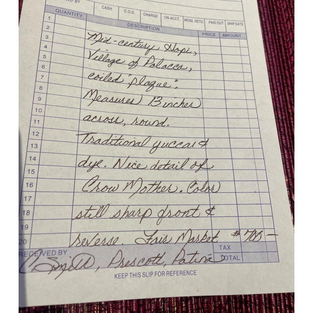 1930s Vintage Hopi Hand Woven Crow Mother Plaque Native American South West Beautiful For Sale - Image 9 of 10