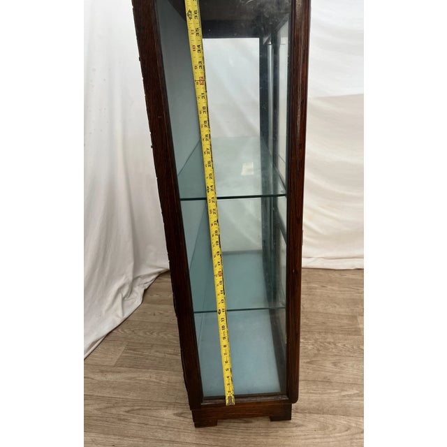 1930s Art Deco China Cabinet Curio Locking Double Door Two Glass Shelves For Sale - Image 9 of 12