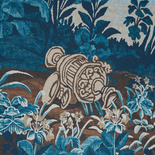 Schumacher Schumacher X Johnson Hartig La Forêt 3 Panel Set In Antique Blue Forest For Sale - Image 4 of 6