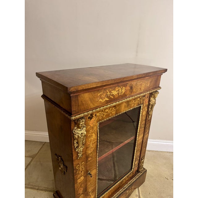 Antique Victorian Walnut Marquetry Inlaid Pier Cabinet, 1860 For Sale - Image 6 of 13