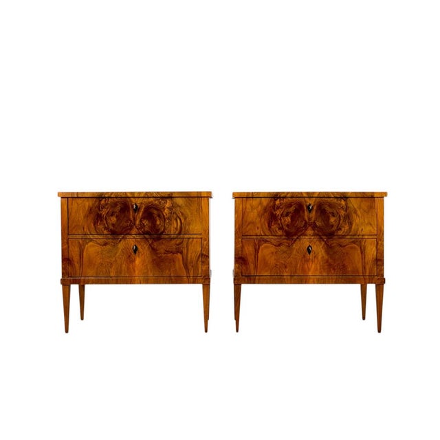 Biedermeier Style French Polished Walnut Commodes, Germany, Set of 2 For Sale - Image 15 of 15