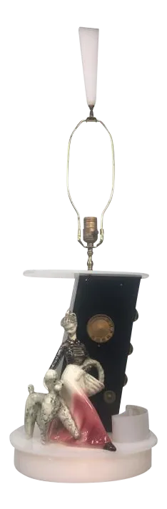 Mid Century Moss Lucite and Ceramic Radio Lamp