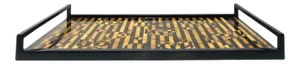R&y Augousti Mosaic Tray in Black and Tortoise Pen-Shell, Circa 2000