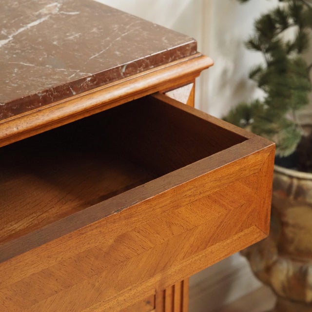Louis XVI Chest of Drawers in Walnut with Marble Top, 1880s For Sale - Image 14 of 18