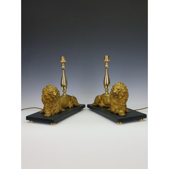Gilt Bronze Lion Table Lamps attributed to Henri Picard, Paris, 1860s, Set of 2 For Sale - Image 12 of 18