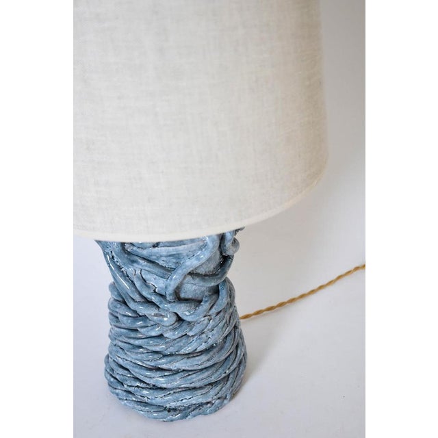 Light Blue Ceramic Kasaï Gorgone Lamp from Barracuda Interiors For Sale - Image 4 of 5