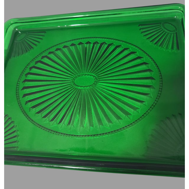 Elevate your home decor with this Vintage Art-Deco Emerald Green Vanity or Hors D'Oeuvre Tray, a stunning piece that...