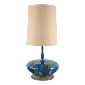 Mid Century Blue & Green Drip Glaze Lamp
