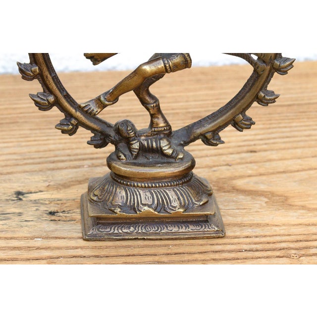 1970s Burnished Brass Miniature Nataraja Deity For Sale - Image 5 of 9