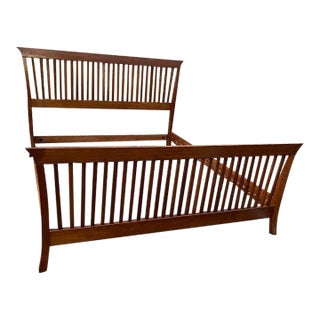 Vintage Arts and Craft Solid Cherry King Bed Frame. For Sale
