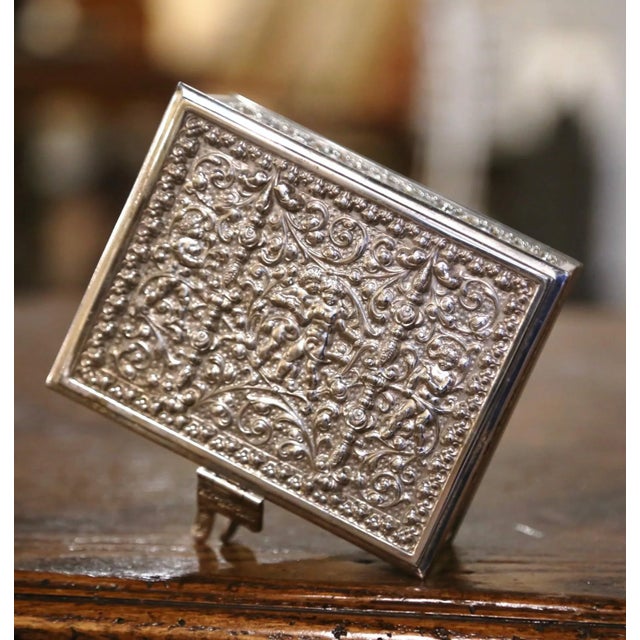 19th Century French Napoleon III Silver-Plated Copper Jewelry Box For Sale - Image 4 of 11