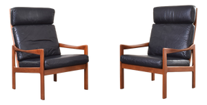 Mid-Century Modern Teak Lounge Chairs by Illum Wikkelsø for Niels Eilersen, 1960s, Set of 2