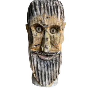 Early 20th Century Folk Art Bee Hive Tree Trunk Head
