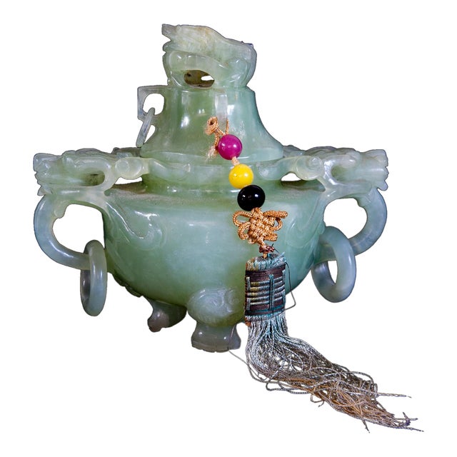 Antique Chinese Celadon Jade Vessel For Sale