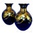 Pair of Bruce Fairman Signed Studio Art Pottery Black & Gold Luster Gooseneck Vases - 2 For Sale