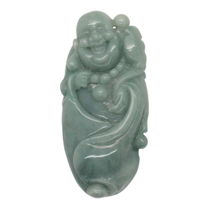 Green Jade Pendant Happy Buddha, Laughing Buddha Figure
