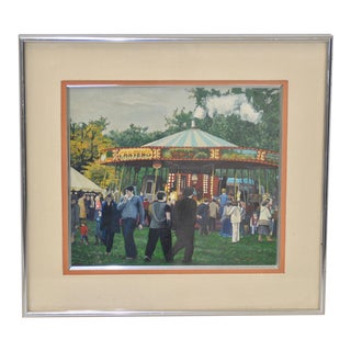 Carter's Steam Engine Merry Go-Round Painting by B. Smith For Sale