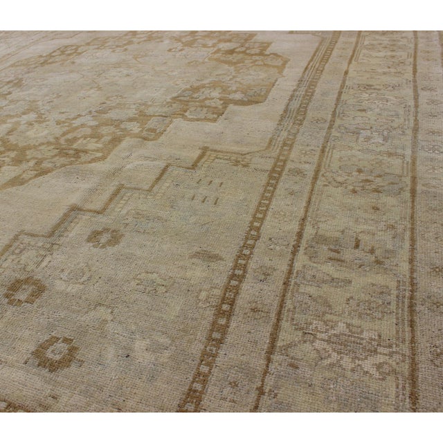 Textile Pale Colored Vintage Turkish Oushak Rug in Gray, Taupe, Cream and Light Brown 6'11 X 10'8 For Sale - Image 7 of 8
