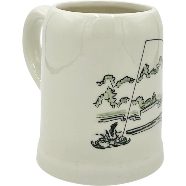 Mid-Century Modern Vintage Paul Brown Fisherman Fishing Ceramic Mug For Sale - Image 3 of 11