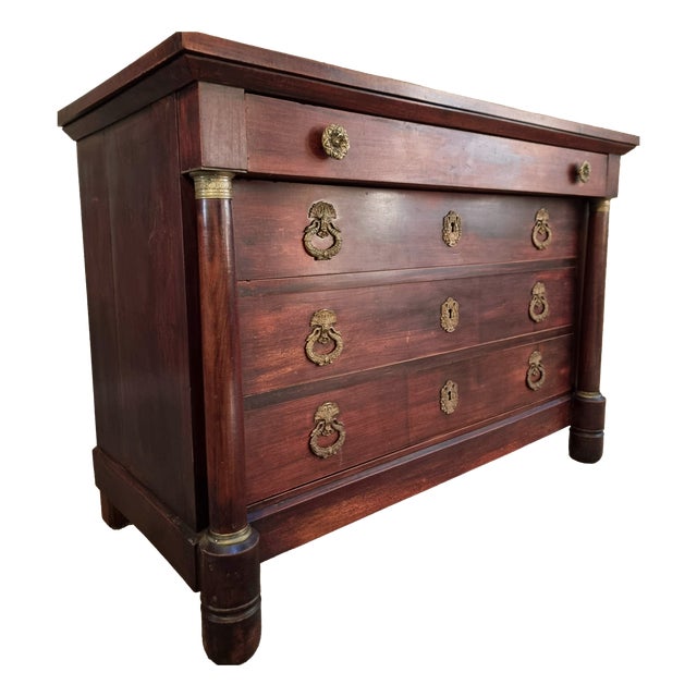 Antique French Empire Chest of Drawers in Mahogany For Sale